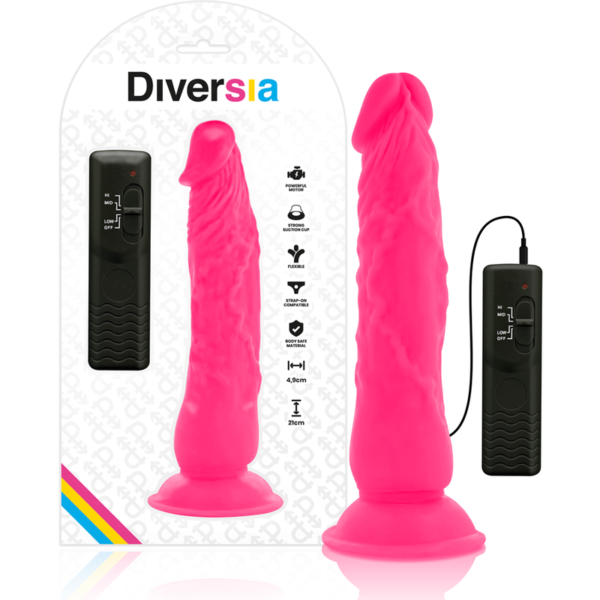 DIVERSIA - DILDO VIBRANT FLEXIBLE ROSE 21 CM -O- 4.9 CM - – Image 4