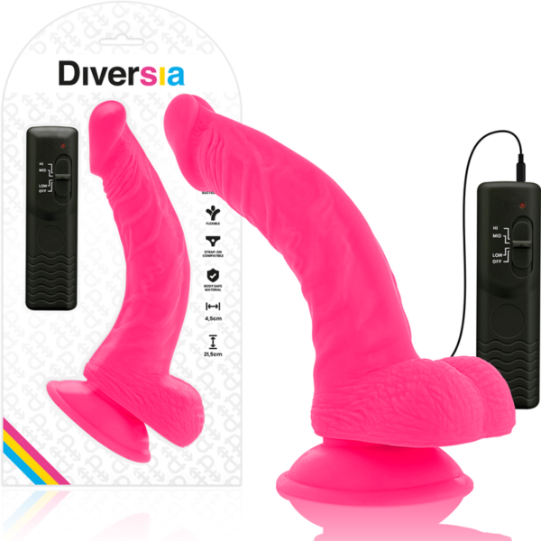 DIVERSIA - DILDO VIBRANT FLEXIBLE ROSE 21.5 CM -O- 4.5 CM - – Image 4