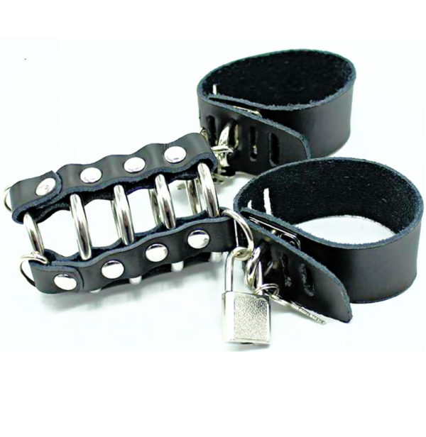 OHMAMA FETISH - CAGE  PÉNIS AVEC ANNEAUX MÉTALLIQUES ET SANGLE EN CUIR - – Image 2