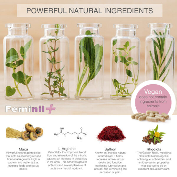 500 COSMETICS - FEMINIL+ AMÉLIORATION DE LA LIBIDO SEXUELLE FÉMININE - 30 CAPSULES - – Image 2