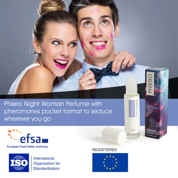 500 COSMETICS -PHIERO NIGHT WOMAN. PARFUM AUX PHÉROMONES EN FORMAT ROLL-ON POUR FEMME - – Image 2