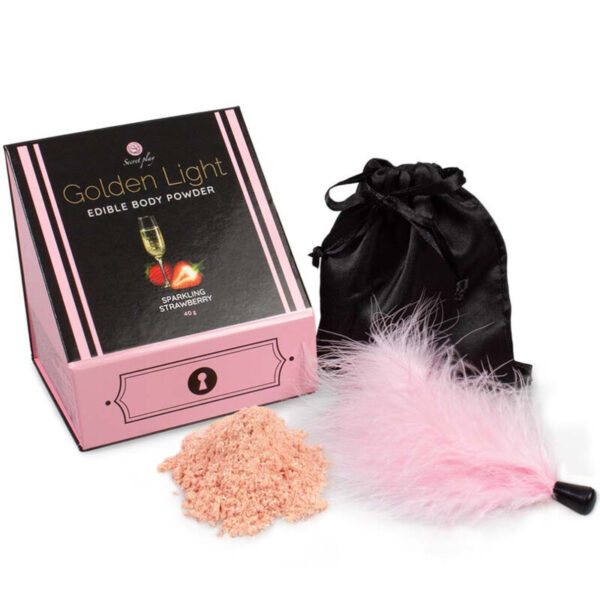SECRETPLAY - GOLDEN LIGHT KIT POUDRE COMESTIBLE ET PLUME DE FRAISE PÉTILLANTE -