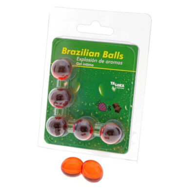 TALOKA - 5 BOULES BRÉSILIENNES GEL INTIME FRAISE & CHOCOLAT -