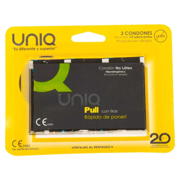 UNIQ - PULL PRESERVATIFS SANS LATEX AVEC BANDES 3 UNITES -