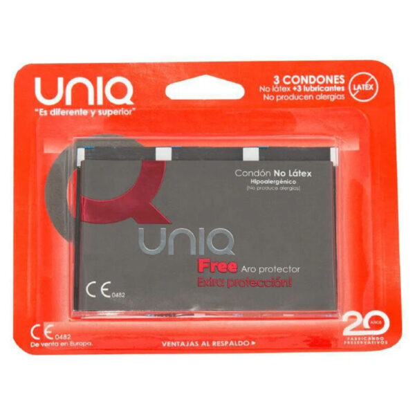 UNIQ - FREE PRÉSERVATIFS SANS LATEX AVEC ANNEAU DE PROTECTION 3 UNITÉS -