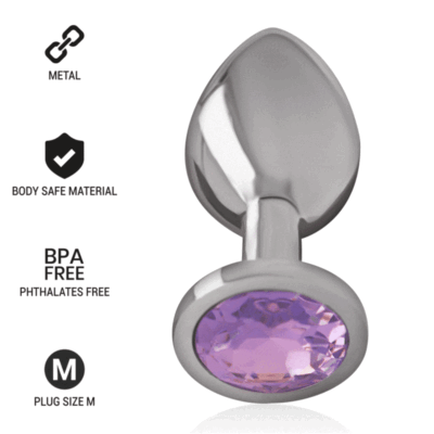 INTENSE - PLUG ANAL EN MÉTAL ALUMINIUM AVEC CRISTAL VIOLET TAILLE M -