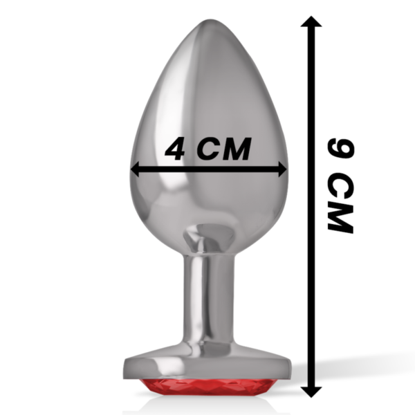 INTENSE - PLUG ANAL EN MÉTAL ALUMINIUM AVEC CRISTAL ROUGE TAILLE L - – Image 5