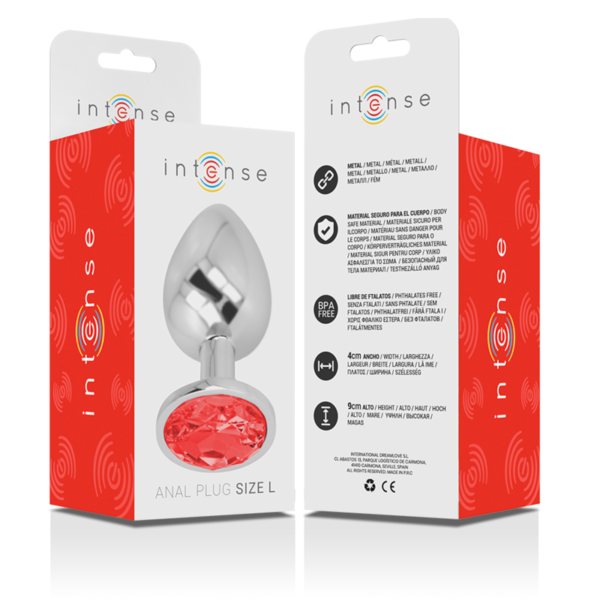 INTENSE - PLUG ANAL EN MÉTAL ALUMINIUM AVEC CRISTAL ROUGE TAILLE L - – Image 7