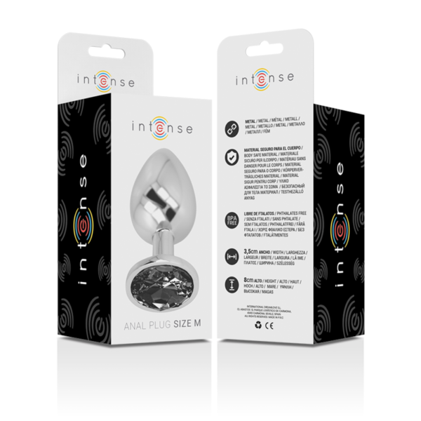 INTENSE - PLUG ANAL EN MÉTAL ALUMINIUM AVEC VERRE NOIR TAILLE M - – Image 7