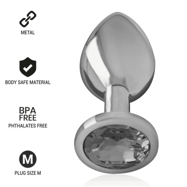 INTENSE - PLUG ANAL EN MÉTAL ALUMINIUM AVEC VERRE NOIR TAILLE M - – Image 2