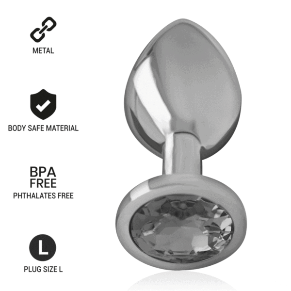 INTENSE - PLUG ANAL EN MÉTAL ALUMINIUM AVEC VERRE NOIR TAILLE L - – Image 2