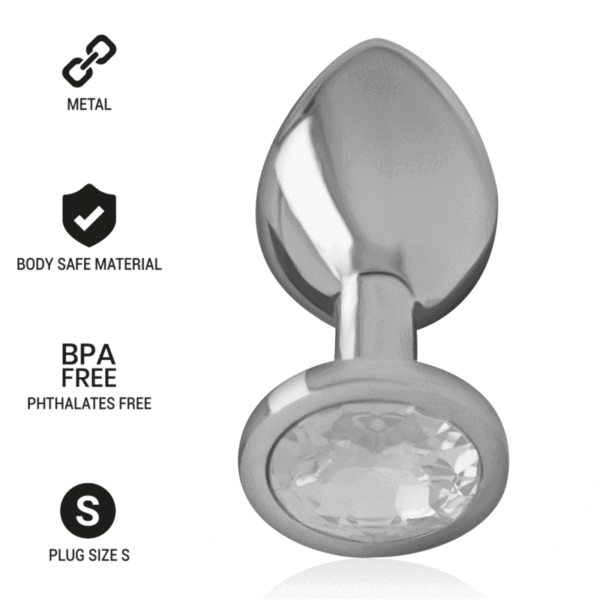 INTENSE - PLUG ANAL EN MÉTAL ALUMINIUM AVEC CRISTAL DARGENT TAILLE S -