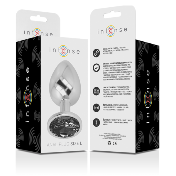 INTENSE - PLUG ANAL EN MÉTAL ALUMINIUM AVEC VERRE NOIR TAILLE L - – Image 7
