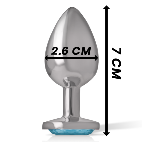 INTENSE - PLUG ANAL EN MÉTAL ALUMINIUM AVEC CRISTAL BLEU TAILLE S - – Image 5