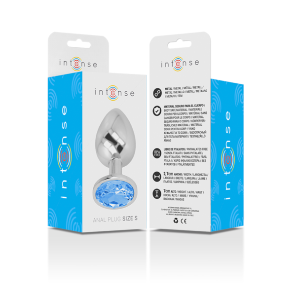 INTENSE - PLUG ANAL EN MÉTAL ALUMINIUM AVEC CRISTAL BLEU TAILLE S - – Image 7
