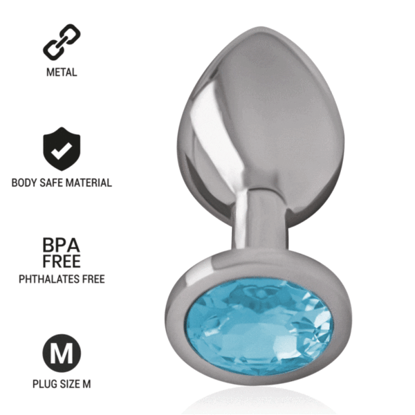 INTENSE - PLUG ANAL EN MÉTAL ALUMINIUM AVEC VERRE BLEU TAILLE M - – Image 2