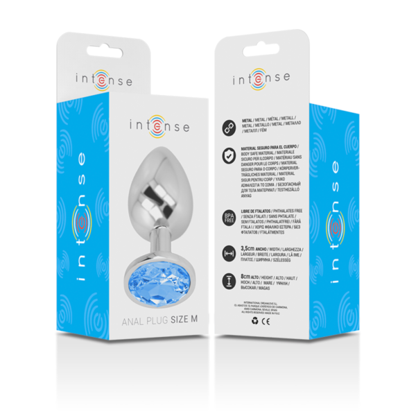 INTENSE - PLUG ANAL EN MÉTAL ALUMINIUM AVEC VERRE BLEU TAILLE M - – Image 7