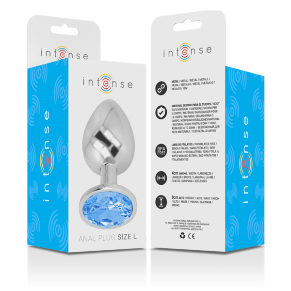 INTENSE - PLUG ANAL EN MÉTAL ALUMINIUM AVEC CRISTAL BLEU TAILLE L - – Image 7