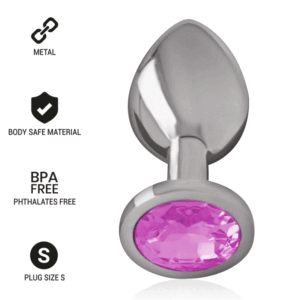 INTENSE - PLUG ANAL EN MÉTAL ALUMINIUM AVEC CRISTAL ROSE TAILLE S -