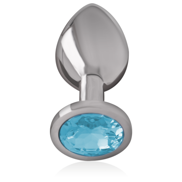 INTENSE - PLUG ANAL EN MÉTAL ALUMINIUM AVEC CRISTAL BLEU TAILLE L - – Image 3
