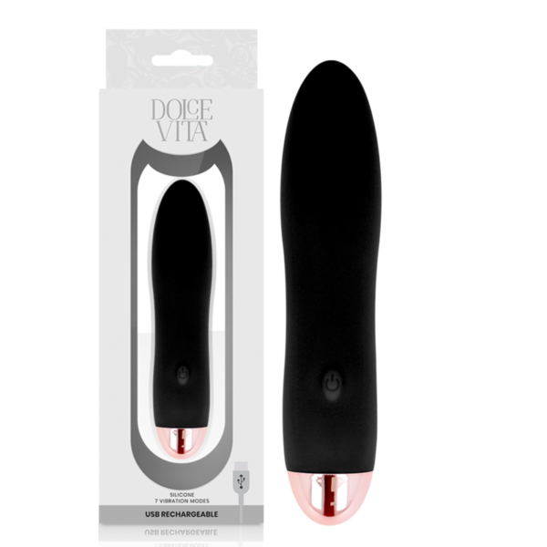 DOLCE VITA - VIBRATEUR RECHARGEABLE QUATRE NOIR 7 VITESSES -