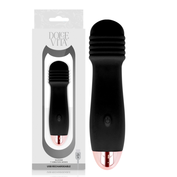 DOLCE VITA - VIBRATEUR RECHARGEABLE TROIS NOIR 7 VITESSES -