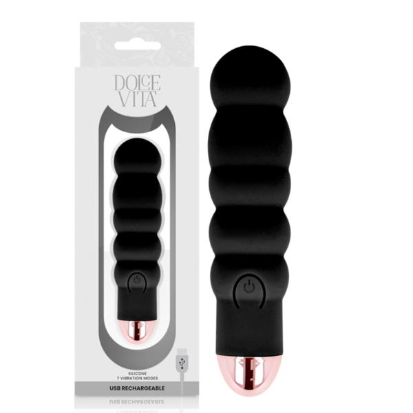 DOLCE VITA - VIBRATEUR RECHARGEABLE SIX NOIR 7 VITESSES -