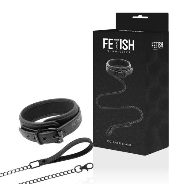FETISH SUBMISSIVE - COLLIER CHAÎNE DOUBLURE EN NOPRÈNE -