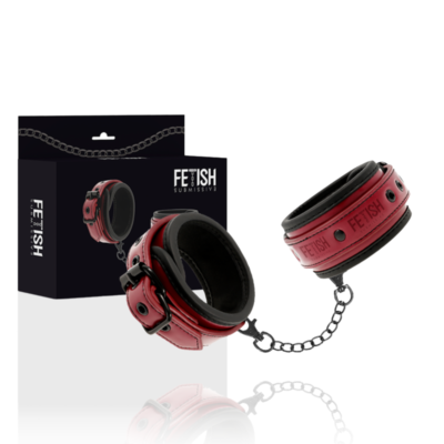 FETISH SUBMISSIVE DARK ROOM - MENOTTES EN CUIR VÉGAN AVEC DOUBLURE EN NÉOPRÈNE -