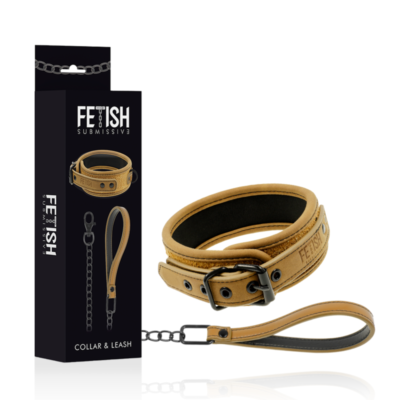 FETISH SUBMISSIVE ORIGEN - COLLIER DOUBLÉ EN NÉOPRÈNE AVEC CHAÎNE -