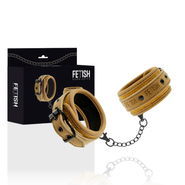 FETISH SUBMISSIVE ORIGEN - MENOTTES EN CUIR VÉGÉTALIEN AVEC DOUBLURE EN NÉOPRÈNE -