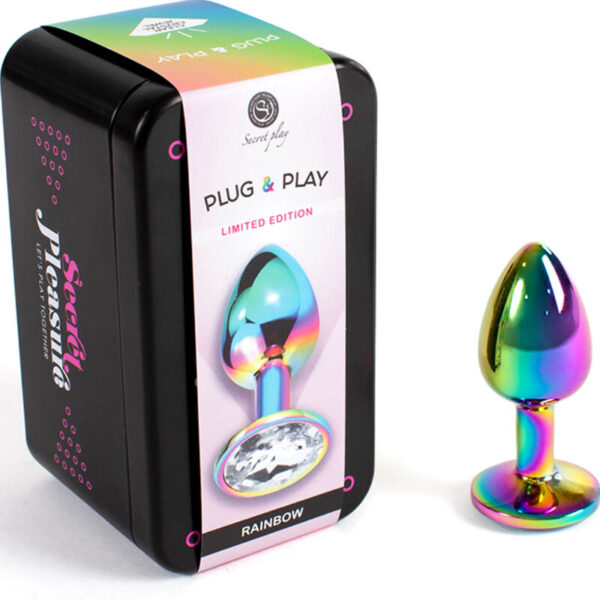 SECRETPLAY - PLUG ANAL EN MÉTAL ARC-EN-CIEL PETITE TAILLE 7 CM - – Image 2