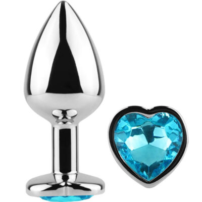 SECRETPLAY - PLUG ANAL EN MÉTAL COEUR BLEU PETITE TAILLE 7 CM -