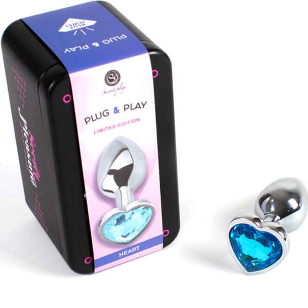 SECRETPLAY - PLUG ANAL EN MÉTAL COEUR BLEU PETITE TAILLE 7 CM - – Image 2
