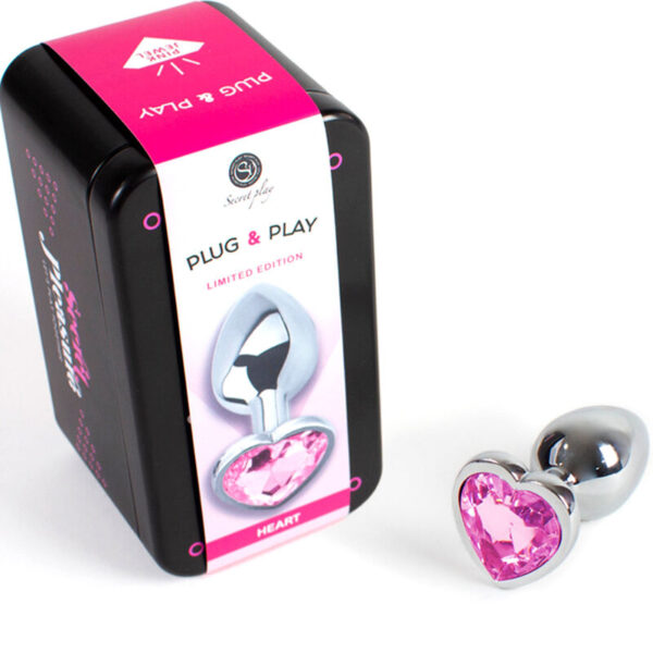 SECRETPLAY - PLUG ANAL EN MÉTAL COEUR FUCHSIA PETITE TAILLE 7 CM - – Image 2