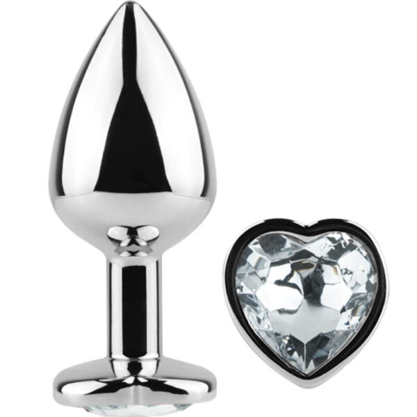 SECRETPLAY - PLUG ANAL EN MÉTAL COEUR CRISTAL CLAIR PETITE TAILLE 7 CM -