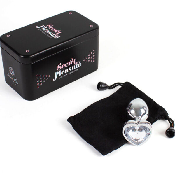 SECRETPLAY - PLUG ANAL EN MÉTAL COEUR CRISTAL CLAIR PETITE TAILLE 7 CM - – Image 4