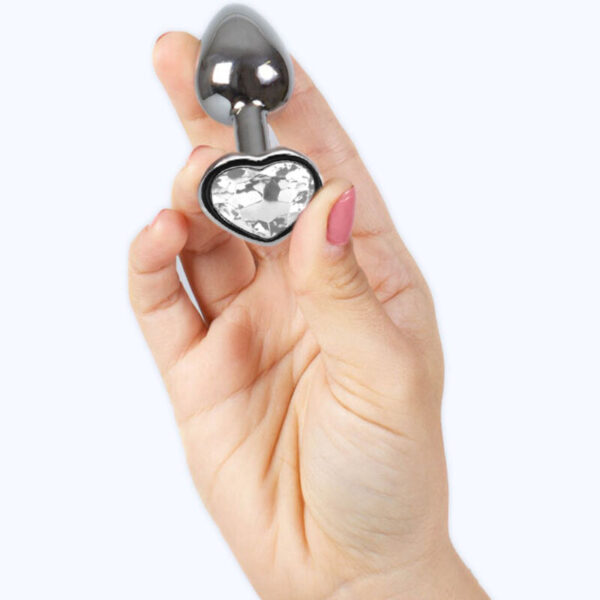SECRETPLAY - PLUG ANAL EN MÉTAL COEUR CRISTAL CLAIR PETITE TAILLE 7 CM - – Image 3