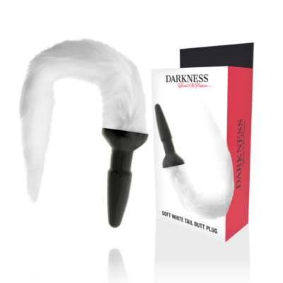DARKNESS - PLUG ANAL EN SILICONE AVEC QUEUE BLANCHE -