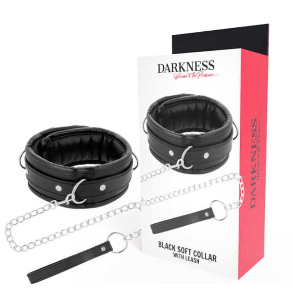 DARKNESS - COLLIER EN CUIR SOUPLE AVEC CHAÎNE -