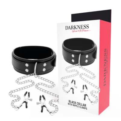 DARKNESS - COLLIER AVEC PINCES  NIPPLE NOIR -
