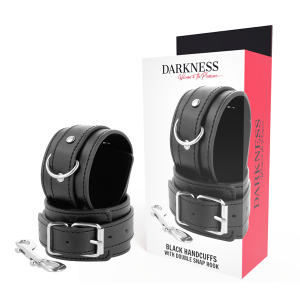 DARKNESS - MENOTTES RÉGLABLES NOIRES AVEC DOUBLE RUBAN DE RENFORT -