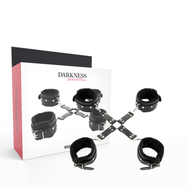 DARKNESS - MENOTTES EN CUIR POUR PIEDS ET MAINS NOIR -