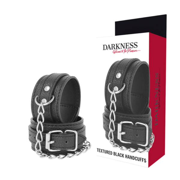 DARKNESS - MENOTTES EN CUIR TEXTURÉ NOIR -