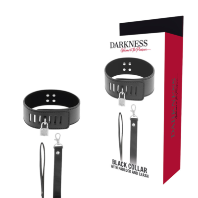 DARKNESS - COLLIER BDSM AVEC SERRURE NOIRE -