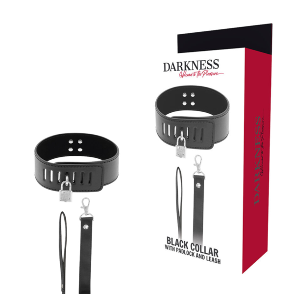 DARKNESS - COLLIER BDSM AVEC SERRURE NOIRE -