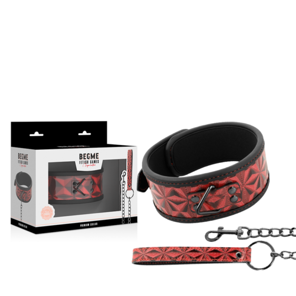 BEGME - COLLIER EN CUIR VÉGAN PREMIUM ÉDITION ROUGE AVEC DOUBLURE EN NÉOPRÈNE - – Image 2