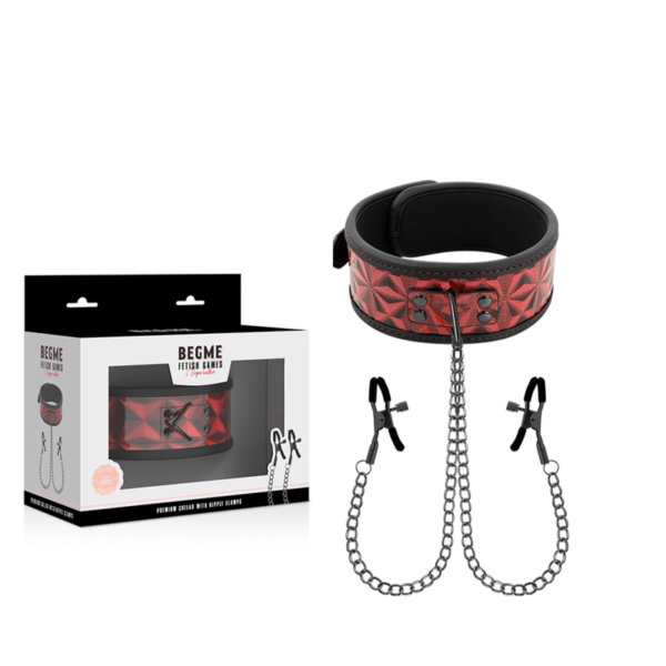 BEGME - COLLIER ÉDITION ROUGE AVEC PINCES  TÉLÉMON AVEC DOUBLURE EN NÉOPRÈNE - – Image 2