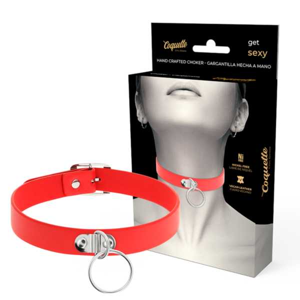 COQUETTE - CHIC DESIRE COLLIER CUIR VEGAN ROUGE FEMME ACCESSOIRE FÉTICHE - – Image 2