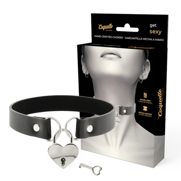 COQUETTE - CHIC DESIRE COLLIER EN CUIR VEGAN AVEC ACCESSOIRE COEUR AVEC CL? -
